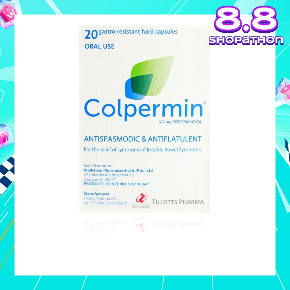 Antispasmodic & Antiflatulent 187mg Peppermint Oil Hard Capsule (For The Relief Of Symptoms Of Irritable Bowel Syndrome) 20s
