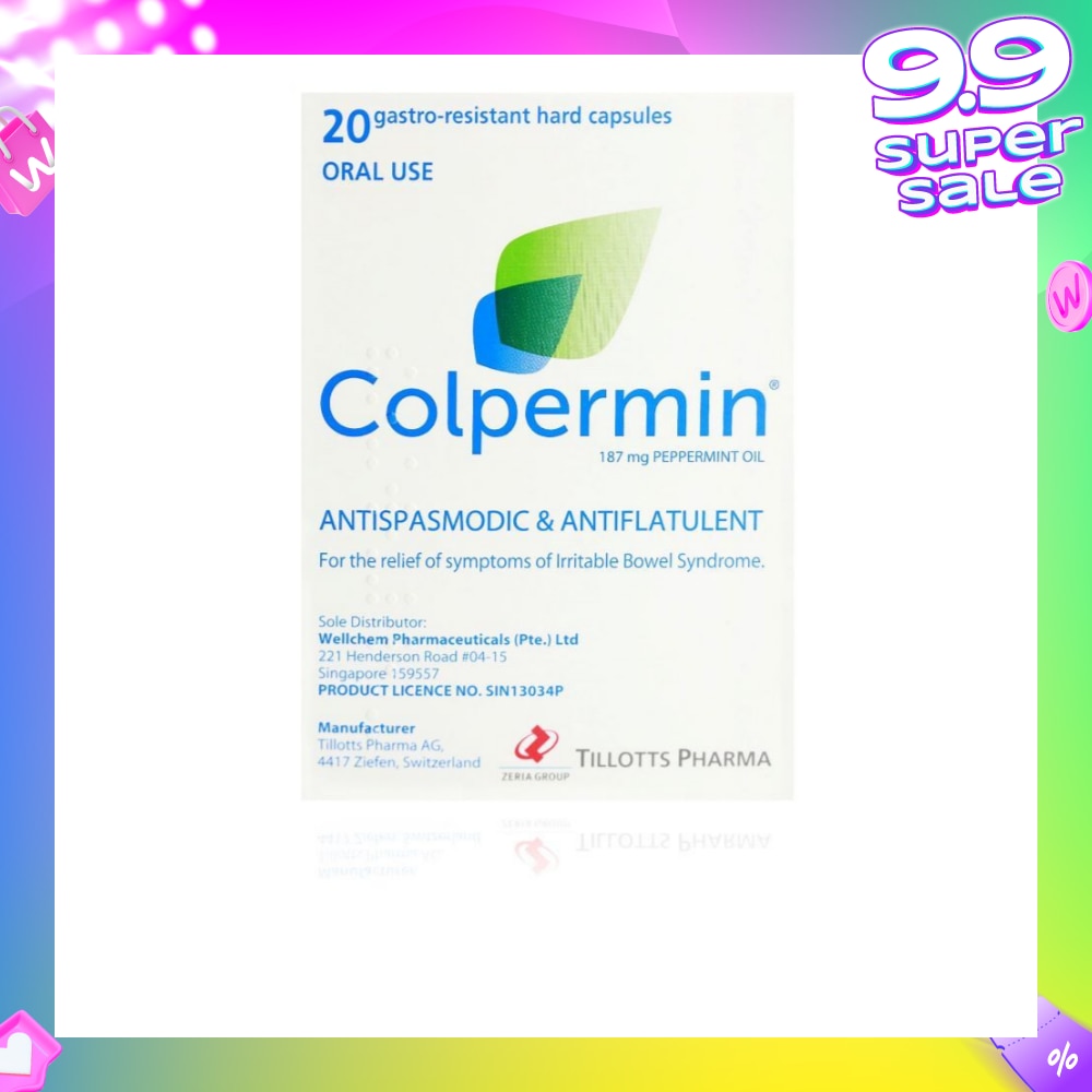 Antispasmodic & Antiflatulent 187mg Peppermint Oil Hard Capsule (For The Relief Of Symptoms Of Irritable Bowel Syndrome) 20s