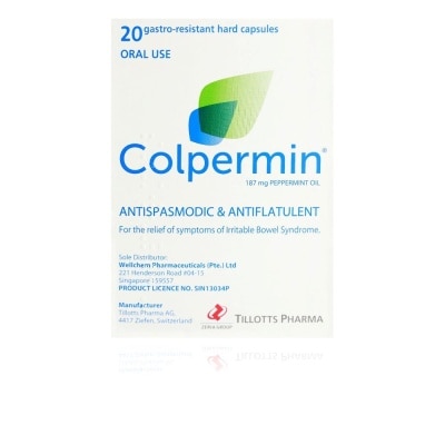 COLPERMIN Antispasmodic & Antiflatulent 187mg Peppermint Oil Hard Capsule (For The Relief Of Symptoms Of Irritable Bowel Syndrome) 20s