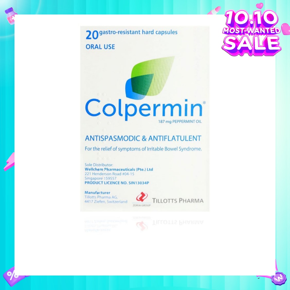 Antispasmodic & Antiflatulent 187mg Peppermint Oil Hard Capsule (For The Relief Of Symptoms Of Irritable Bowel Syndrome) 20s