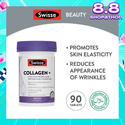 SWISSE Beauty Collagen + Hyaluronic Acid Tablet (Reduce Wrinkles + Support Skin Elasticity) 90s