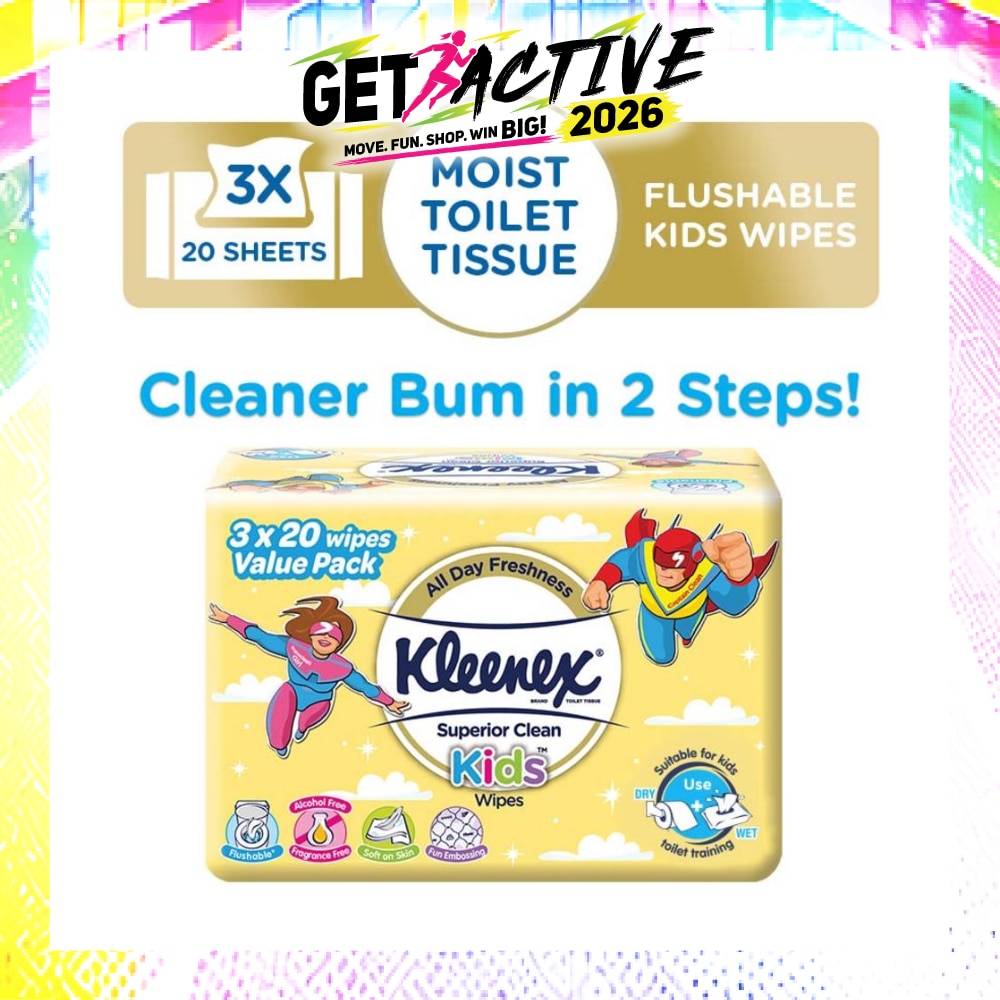Superior Clean Kids Moist Tissue Wipes Value Packset (Flushable Suitable for Kids Toilet Training) 20s x 3pack image