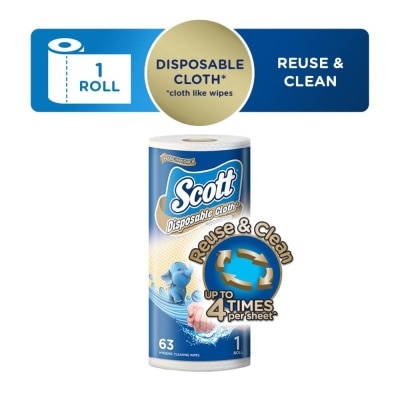 SCOTT Disposable Cloth Like Wipes (Reuse & Clean up to 4 times per sheet) 63s image
