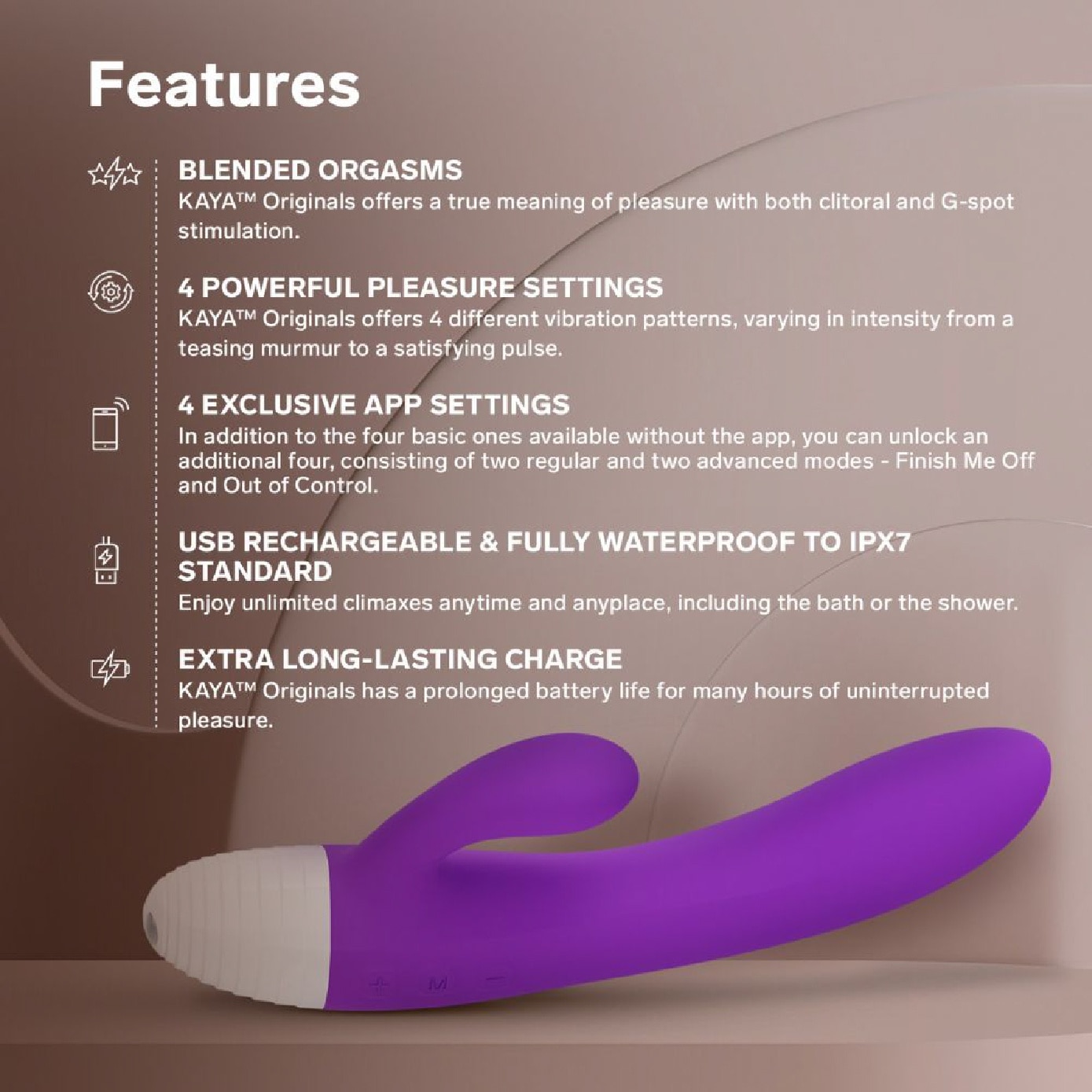 Kaya Originals App-Controlled Rabbit Vibrator with Dual Motors 1s