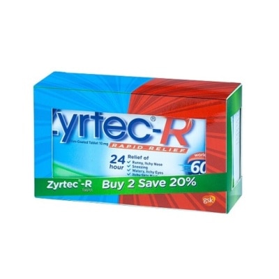 ZYRTEC Zyrtec-R, 10 Tablets x 2 (Rapid Relief)