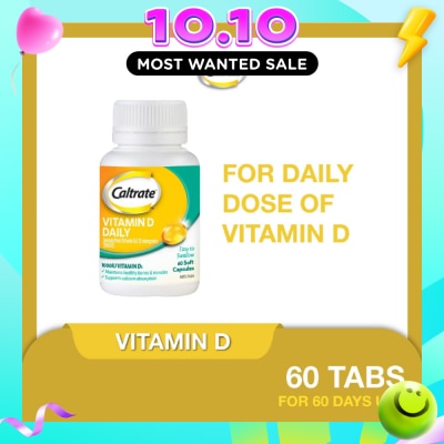 CALTRATE Vitamin D Daily (1000IU Vitamin D3) 60s image