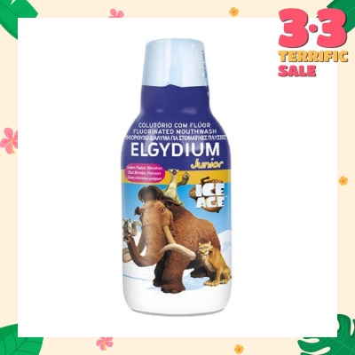 ELGYDIUM Junior Fluorinated Mouthwash Red Berries Flavour Ice Age 500ml (Expiry: Apr`2025)