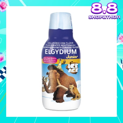 ELGYDIUM Junior Fluorinated Mouthwash Red Berries Flavour Ice Age 500ml