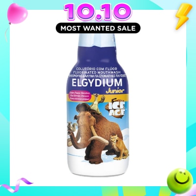 ELGYDIUM Junior Fluorinated Mouthwash Red Berries Flavour Ice Age 500ml image