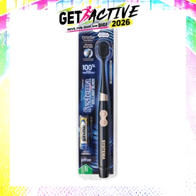SYSTEMA - Brilliant Black Charcoal Sonic Electric Toothbrush Wide Head Super Tapered Soft & Slim Bristles 1s image