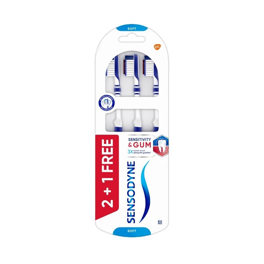 Sensitive Teeth Duo Flex Neck Toothbrush Sensitivity and Gum Soft 3s