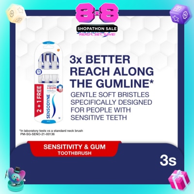 SENSODYNE - Sensitive Teeth Duo Flex Neck Toothbrush Sensitivity and Gum Soft 3s