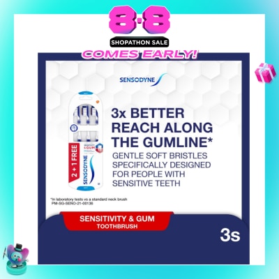 SENSODYNE - Sensitive Teeth Duo Flex Neck Toothbrush Sensitivity and Gum Soft 3s