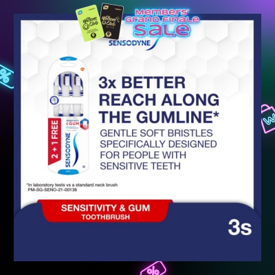SENSODYNE Sensitive Teeth Duo Flex Neck Toothbrush Sensitivity and Gum Soft 3s
