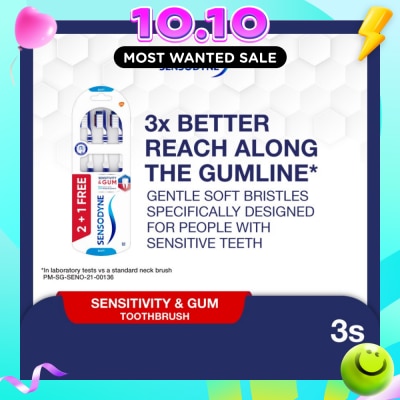 SENSODYNE Sensitive Teeth Duo Flex Neck Toothbrush Sensitivity and Gum Soft 3s image