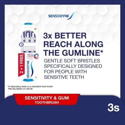 SENSODYNE Sensitive Teeth Duo Flex Neck Toothbrush Sensitivity and Gum Soft 3s