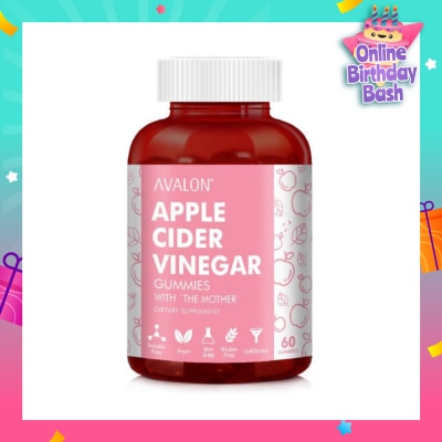 AVALON™  Apple Cider Vinegar 100% Vegan Gummies Apple Flavour Dietary Supplement (Supports Healthy Weight & Digestion) 60s