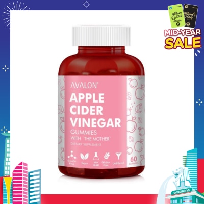 AVALON™  Apple Cider Vinegar 100% Vegan Gummies Apple Flavour Dietary Supplement (Supports Healthy Weight & Digestion) 60s