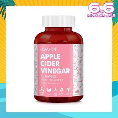 AVALON™  Apple Cider Vinegar 100% Vegan Gummies Apple Flavour Dietary Supplement (Supports Healthy Weight & Digestion) 60s