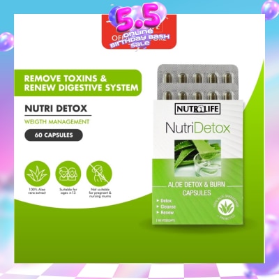 NUTRILIFE - NutriDetox Aloe Detox & Burn Capsule (For Detox & Cleanse) 60s