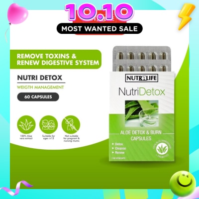 NUTRILIFE NutriDetox Aloe Detox & Burn Capsule (For Detox & Cleanse) 60s image