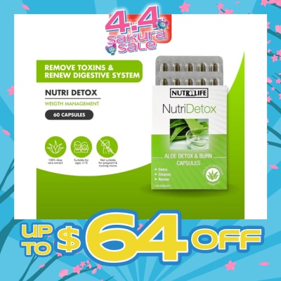 NUTRILIFE - NutriDetox Aloe Detox & Burn Capsule (For Detox & Cleanse) 60s