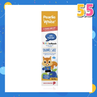 PEARLIE WHITE® Enamel Safe Kids' Fluoride Toothpaste Blueberry (For Above 2yrs Old) 45g