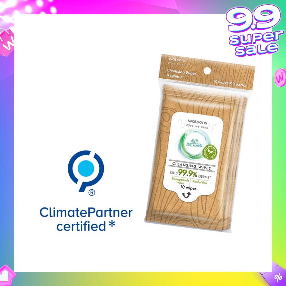 Anti-Bacterial Cleansing Wet Wipe Biodegradable Alcohol Free 10s X 3 pack