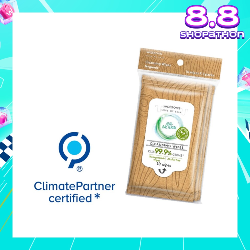 Anti-Bacterial Cleansing Wet Wipe Biodegradable Alcohol Free 10s X 3 pack
