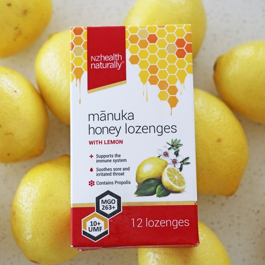 Manuka Honey UMF 10+Lozenge With Lemon (To Support Immune System & Soothes Sore & Irritated Throat) 12s