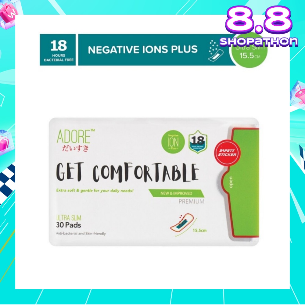 Get Comfortable Ultra Slim Negative Ions Plus Sanitary Pad 15.5cm (For Daily Use) 30s