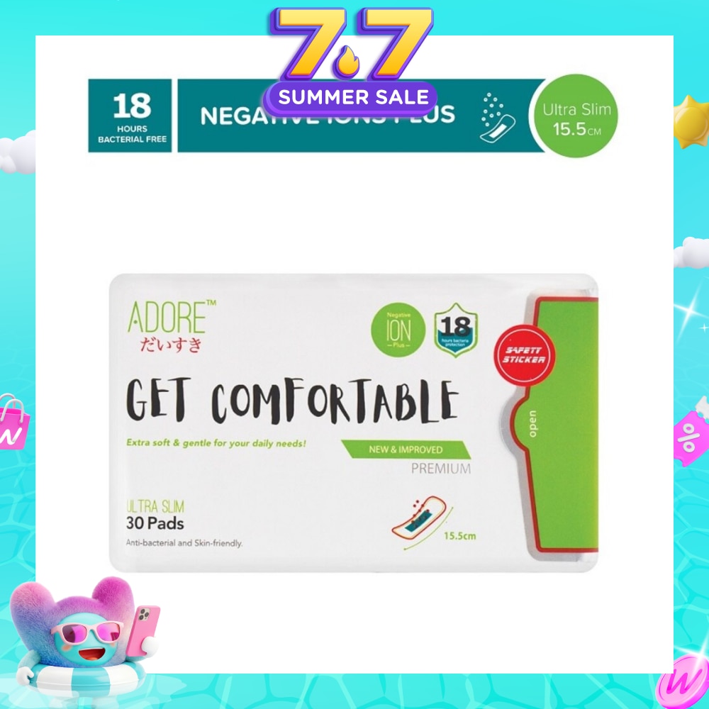 Get Comfortable Ultra Slim Negative Ions Plus Sanitary Pad 15.5cm (For Daily Use) 30s
