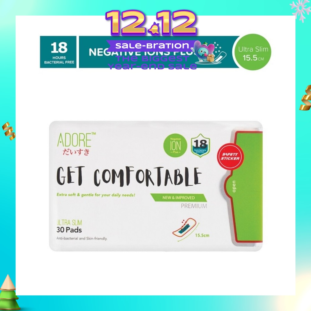 Get Comfortable Ultra Slim Negative Ions Plus Sanitary Pad 15.5cm (For Daily Use) 30s
