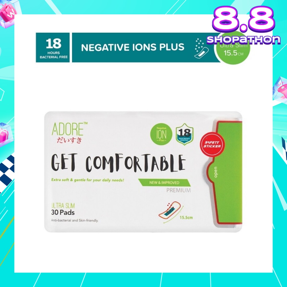 Get Comfortable Ultra Slim Negative Ions Plus Sanitary Pad 15.5cm (For Daily Use) 30s