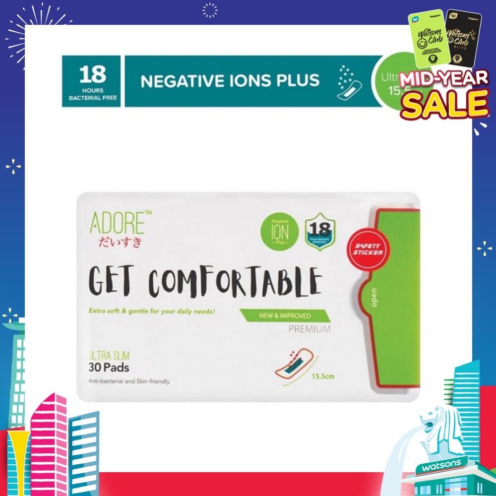 Get Comfortable Ultra Slim Negative Ions Plus Sanitary Pad 15.5cm (For Daily Use) 30s