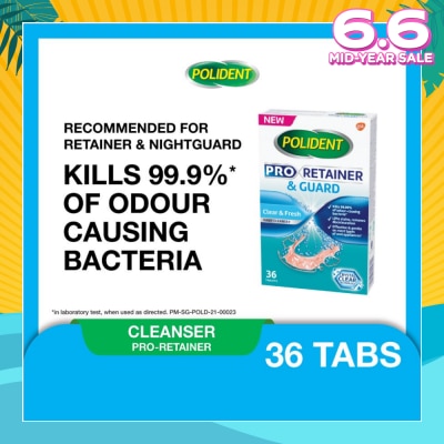 POLIDENT Pro Retainer Care & Guard Cleanser Tablet (Kills 99.99% Odour Causing Bacteria) 36s