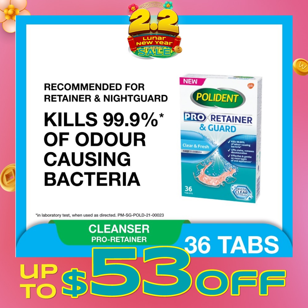 Pro Retainer Care & Guard Cleanser Tablet (Kills 99.99% Odour Causing Bacteria) 36s