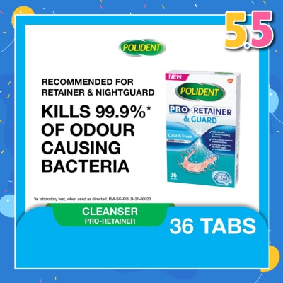 POLIDENT Pro Retainer Care & Guard Cleanser Tablet (Kills 99.99% Odour Causing Bacteria) 36s