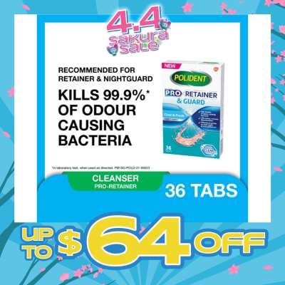 POLIDENT - Pro Retainer Care & Guard Cleanser Tablet (Kills 99.99% Odour Causing Bacteria) 36s