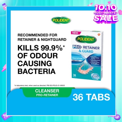 POLIDENT Pro Retainer Care & Guard Cleanser Tablet (Kills 99.99% Odour Causing Bacteria) 36s