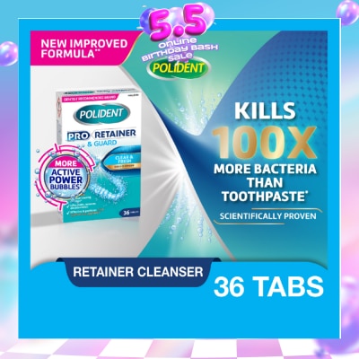 POLIDENT - Pro Retainer & Guard Clear and Fresh Daily Cleanser Tablet 36s