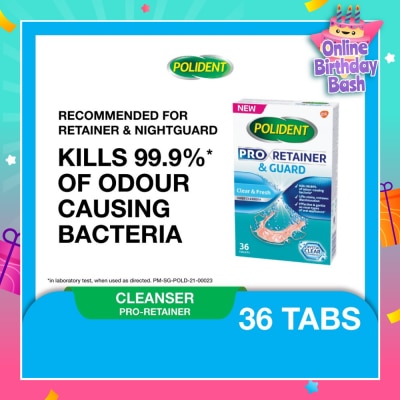 POLIDENT Pro Retainer Care & Guard Cleanser Tablet (Kills 99.99% Odour Causing Bacteria) 36s