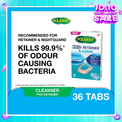 POLIDENT Pro Retainer Care & Guard Cleanser Tablet (Kills 99.99% Odour Causing Bacteria) 36s