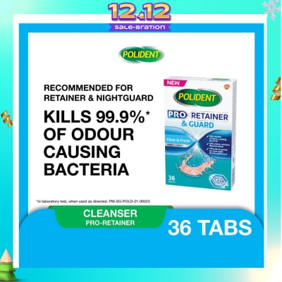 POLIDENT Pro Retainer Care & Guard Cleanser Tablet (Kills 99.99% Odour Causing Bacteria) 36s