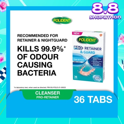 POLIDENT Pro Retainer Care & Guard Cleanser Tablet (Kills 99.99% Odour Causing Bacteria) 36s