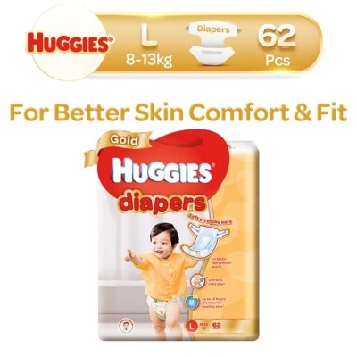 HUGGIES Gold Diapers Size L (For 8kg to 13kg) 62s