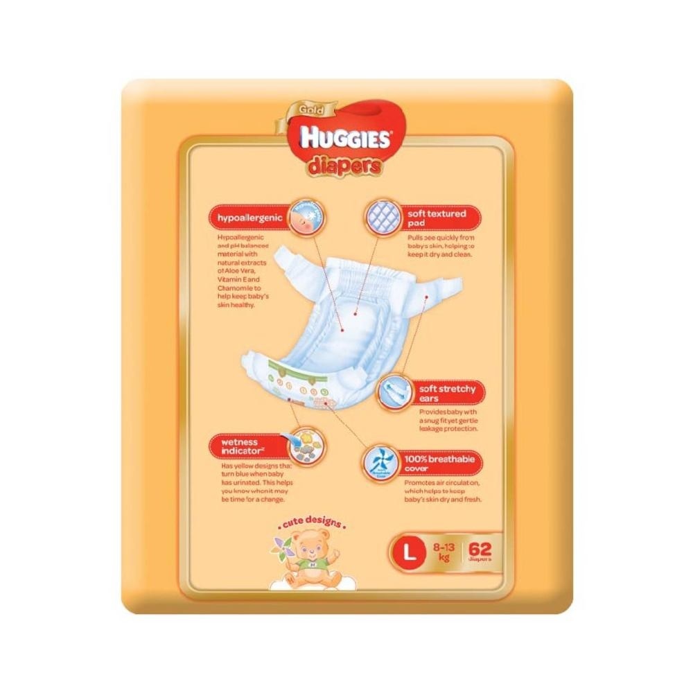 Gold Diapers Size L (For 8kg to 13kg) 62s