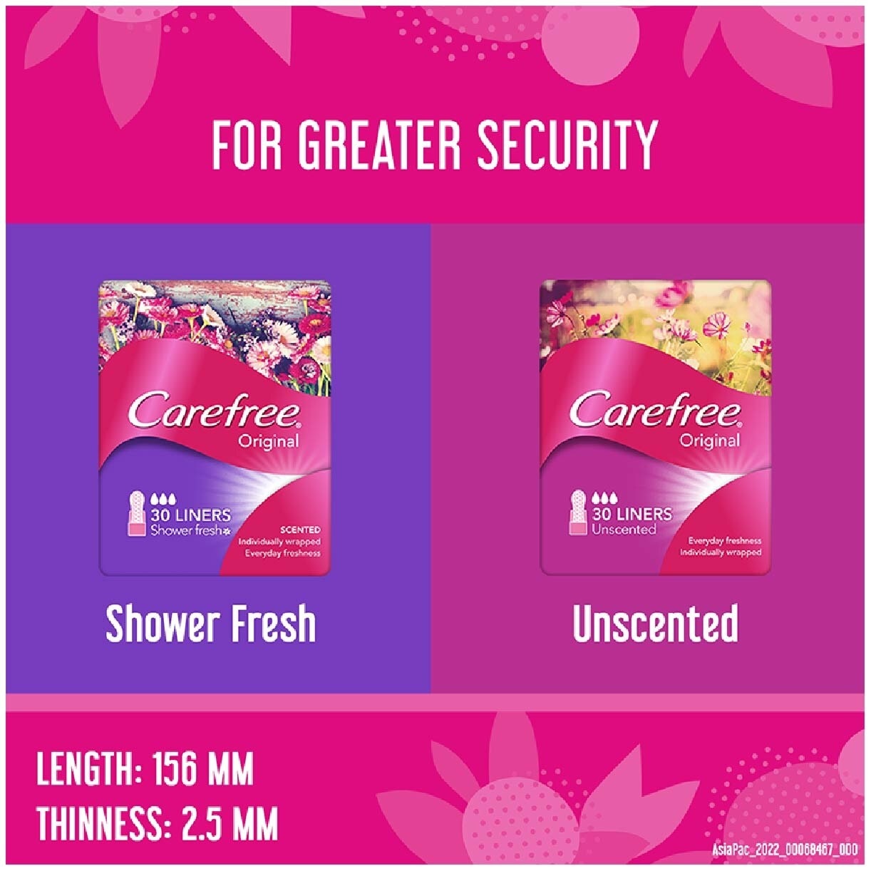 Carefree Original Shower Fresh Panty Liners 30s<BR>