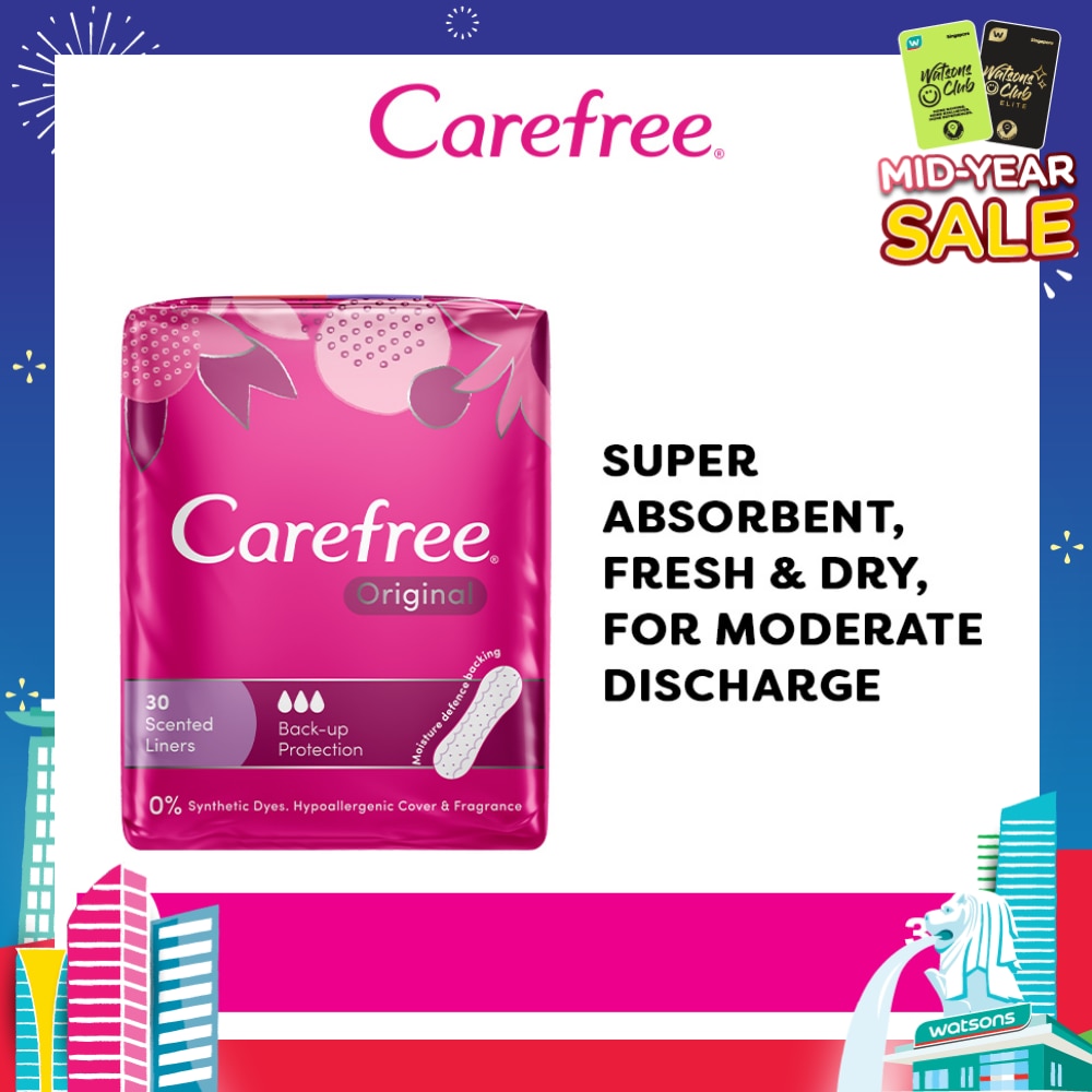 Carefree Original Shower Fresh Panty Liners 30s<BR>