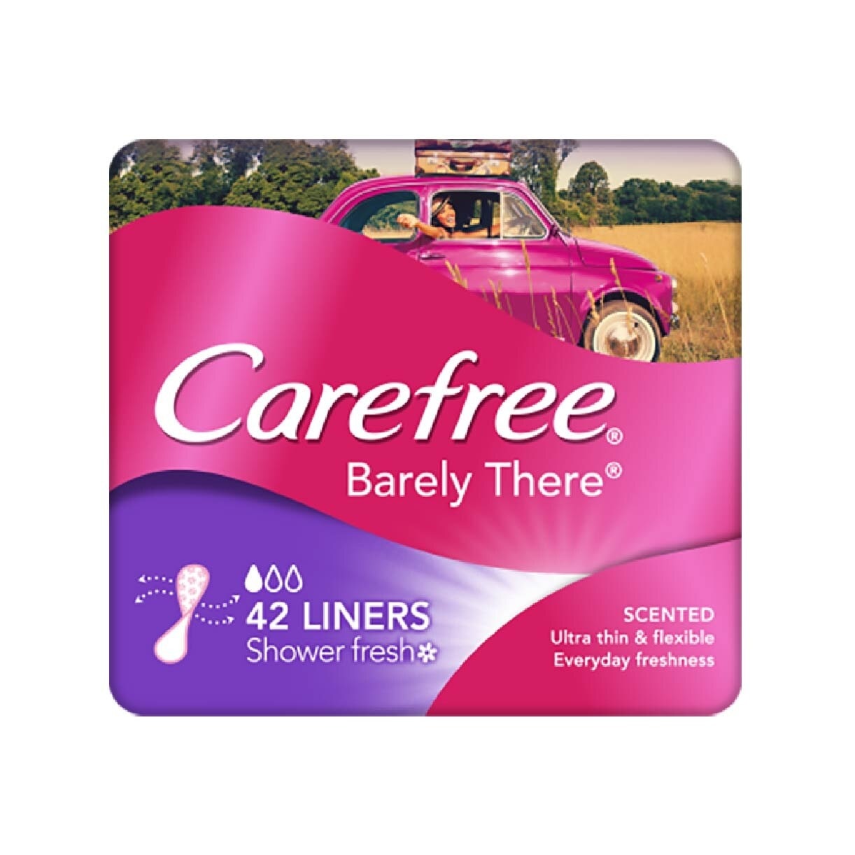 Carefree Barely There Scented Shower Fresh Panty Liners 42s